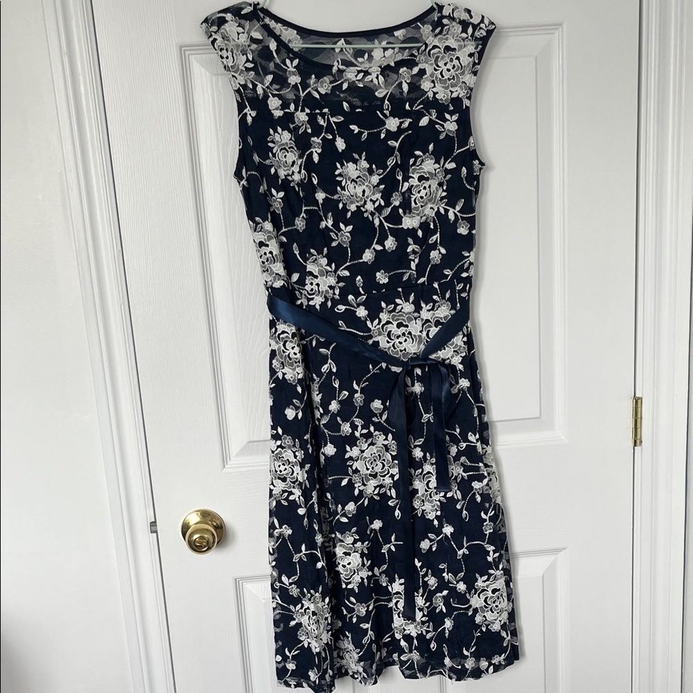 Candalite Navy and White Floral Midi Dress